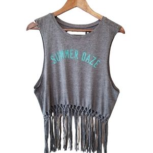 "Summer Daze" Fringe Crop Tank Top | Hollister | L